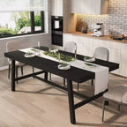 Dining Table for 6-8 People, 78.7 Long Rectangle Kitchen Table, Industrial Farmhouse Wooden Kitchen Tables with Sturdy Metal Frame, for Office Home