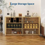 Buffet-Bahut Grande Taille 168 cm, Armoire de Rangement Cuisine Moderne à Cannelures, Meuble Console Bar à Café avec Étagères Réglables pour Salon
