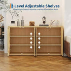 Buffet-Bahut Grande Taille 168 cm, Armoire de Rangement Cuisine Moderne à Cannelures, Meuble Console Bar à Café avec Étagères Réglables pour Salon