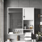 MAYEERTY 40 Armoire à pharmacie avec miroir, Meuble de rangement de salle de bain avec porte miroir, étagères, porte vitrée pour salle de bain Blanc