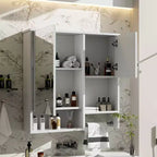 MAYEERTY 40 Armoire à pharmacie avec miroir, Meuble de rangement de salle de bain avec porte miroir, étagères, porte vitrée pour salle de bain Blanc