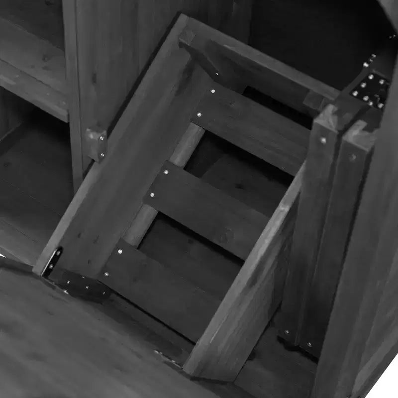 Îlot de cuisine extérieure Whisen 78.3, chariot de barbecue en bois, chariot de bar extérieur, table de barbecue pliable avec plateau en acier inoxydable