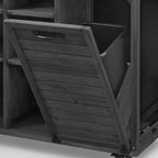 Îlot de cuisine extérieure Whisen 78.3, chariot de barbecue en bois, chariot de bar extérieur, table de barbecue pliable avec plateau en acier inoxydable