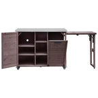 Îlot de cuisine extérieure Whisen 78.3, chariot de barbecue en bois, chariot de bar extérieur, table de barbecue pliable avec plateau en acier inoxydable