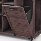Îlot de cuisine extérieure Whisen 78.3, chariot de barbecue en bois, chariot de bar extérieur, table de barbecue pliable avec plateau en acier inoxydable