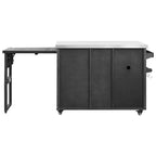 Îlot de cuisine extérieure Whisen 78.3, chariot de barbecue en bois, chariot de bar extérieur, table de barbecue pliable avec plateau en acier inoxydable