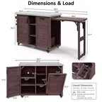Îlot de cuisine extérieure Whisen 78.3, chariot de barbecue en bois, chariot de bar extérieur, table de barbecue pliable avec plateau en acier inoxydable