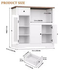 Meuble de cuisine pour micro-ondes, blanc et noyer - Buffet de rangement à 3 portes avec étagères réglables pour salle à manger, salon et couloir