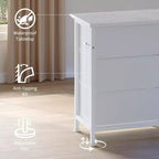 Meuble TV commode de 70 pouces pour téléviseurs de 65, 75, 80 pouces, grande commode de 13 tiroirs en tissu avec prises de courant et lumières LED pour chambre à coucher