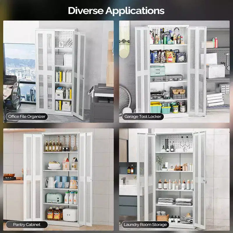 Armoire de rangement à outils avec porte grillagée