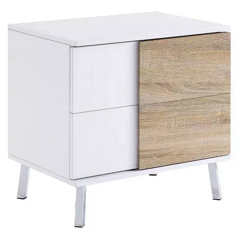 Table d'appoint bicolore en bois Royal Hampton avec 2 tiroirs, blanc et marron
