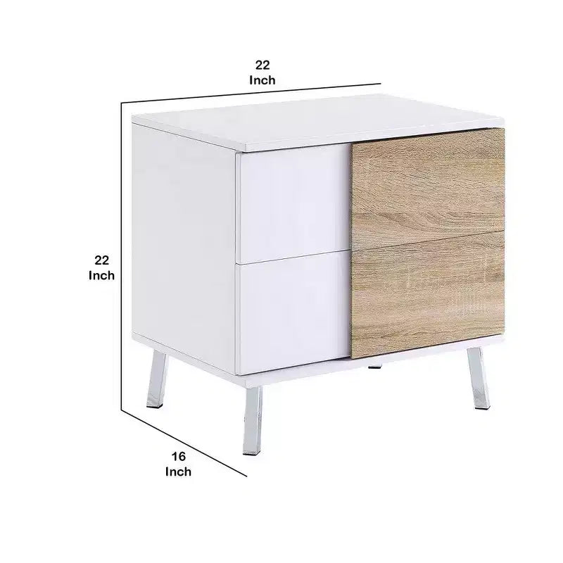 Table d'appoint bicolore en bois Royal Hampton avec 2 tiroirs, blanc et marron