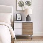 Table d'appoint bicolore en bois Royal Hampton avec 2 tiroirs, blanc et marron
