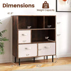 Costway Étagère 6 cubes avec 3 tiroirs en tissu pliant amovibles Pieds en métal pour salon Naturel/Blanc