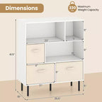 Costway Étagère 6 cubes avec 3 tiroirs en tissu pliant amovibles Pieds en métal pour salon Naturel/Blanc