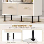 Costway Étagère 6 cubes avec 3 tiroirs en tissu pliant amovibles Pieds en métal pour salon Naturel/Blanc