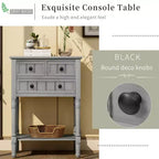 Petite table console de ferme avec rangement, table d'entrée rétro en bois avec tiroirs et étagère inférieure, table d'appoint mince en bois pour entrée