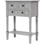 Petite table console de ferme avec rangement, table d'entrée rétro en bois avec tiroirs et étagère inférieure, table d'appoint mince en bois pour entrée