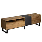 Meuble TV pour téléviseur de 80 pouces, meuble de rangement en bois, console média moderne avec portes abattantes, centre de divertissement pour salon, en bois