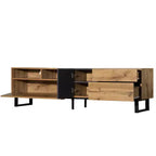 Meuble TV pour téléviseur de 80 pouces, meuble de rangement en bois, console média moderne avec portes abattantes, centre de divertissement pour salon, en bois