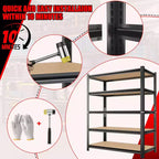 Étagère de rangement métallique à 5 niveaux Clihome, capacité de 1360 kg, étagère réglable robuste