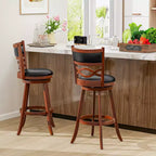 Costway Lot de 4 tabourets de bar hauteur 73,5 cm avec cadre en bois d'hévéa et assise rembourrée en similicuir