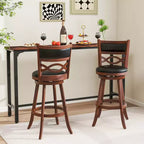 Costway Lot de 4 tabourets de bar hauteur 73,5 cm avec cadre en bois d'hévéa et assise rembourrée en similicuir