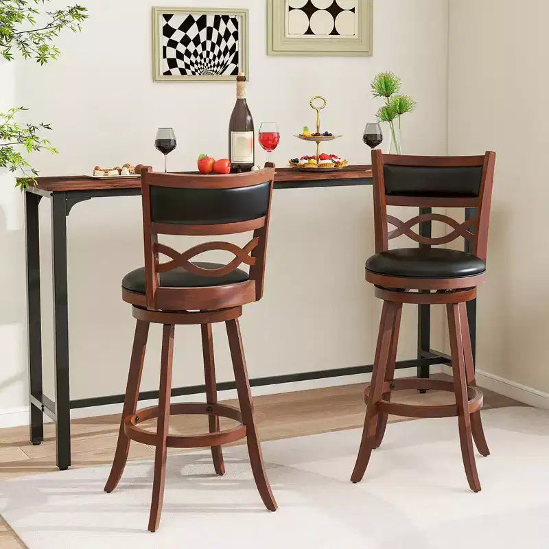 Costway Lot de 4 tabourets de bar hauteur 73,5 cm avec cadre en bois d'hévéa et assise rembourrée en similicuir