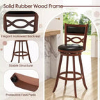Costway Lot de 4 tabourets de bar hauteur 73,5 cm avec cadre en bois d'hévéa et assise rembourrée en similicuir