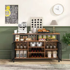 Meuble de bar Costway Buffet Vaisselier de 140 cm avec 8 Porte-Bouteilles