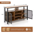 Meuble de bar Costway Buffet Vaisselier de 140 cm avec 8 Porte-Bouteilles
