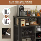Meuble de bar Costway Buffet Vaisselier de 140 cm avec 8 Porte-Bouteilles