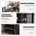 Meuble de bar Costway Buffet Vaisselier de 140 cm avec 8 Porte-Bouteilles