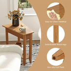 Costway Lot de 2 tables d'appoint irrégulières et étroites avec étagère de rangement pour canapé, couleur noyer
