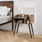 Costway Lot de 2 Tables d'Appoint de Style Moderne du Milieu du Siècle avec Étagères Ouvertes et Pieds en Métal