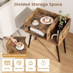 Costway Lot de 2 Tables d'Appoint de Style Moderne du Milieu du Siècle avec Étagères Ouvertes et Pieds en Métal