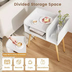 Costway Lot de 2 Tables d'Appoint de Style Moderne du Milieu du Siècle avec Étagères Ouvertes et Pieds en Métal