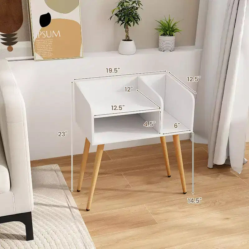 Costway Lot de 2 Tables d'Appoint de Style Moderne du Milieu du Siècle avec Étagères Ouvertes et Pieds en Métal