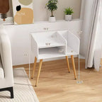 Costway Lot de 2 Tables d'Appoint de Style Moderne du Milieu du Siècle avec Étagères Ouvertes et Pieds en Métal