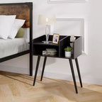Costway Lot de 2 Tables d'Appoint de Style Moderne du Milieu du Siècle avec Étagères Ouvertes et Pieds en Métal