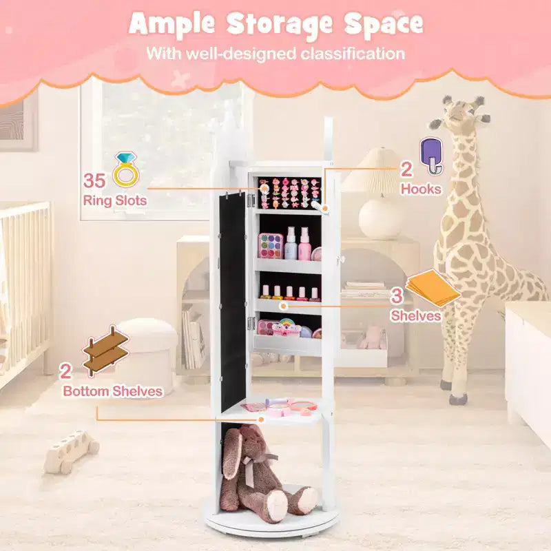 Meuble à Bijoux pour Enfants Costway avec Miroir sur Pied