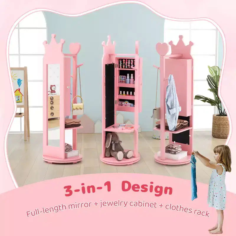 Meuble à Bijoux pour Enfants Costway avec Miroir sur Pied