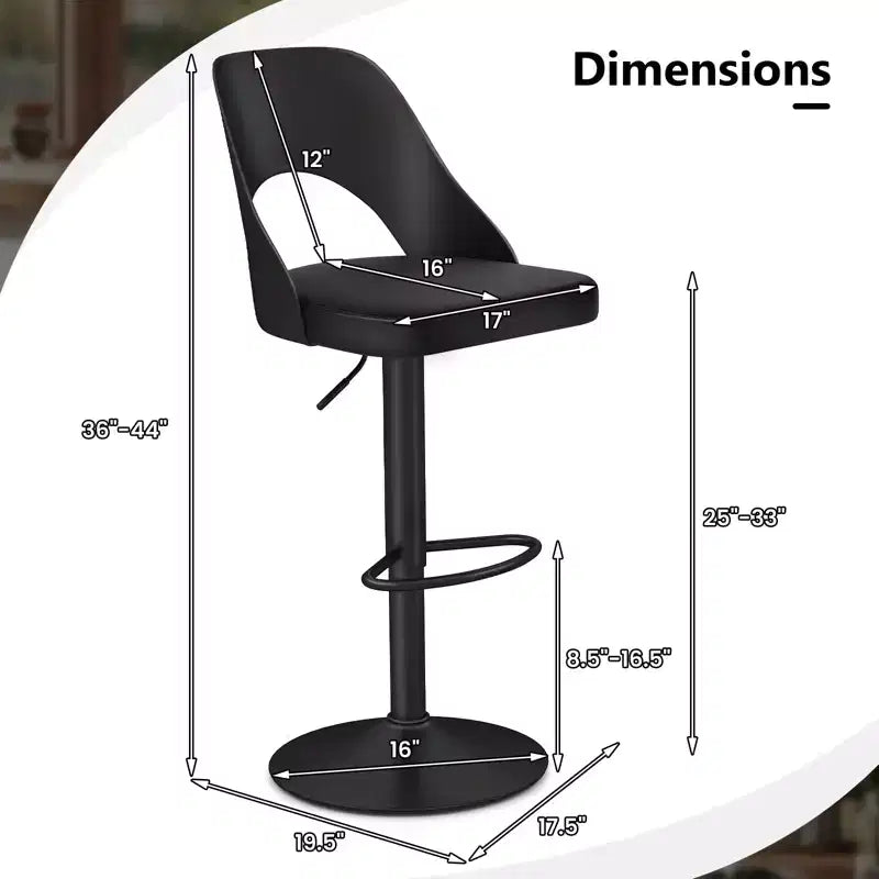 Tabourets de Bar Costway Lot de 4 avec Siège en Cuir PU Agrandie Repose-pieds Chaises de Bar Pivotantes