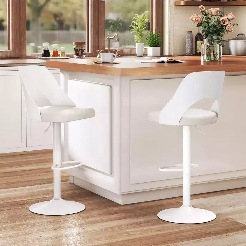 Tabourets de Bar Costway Lot de 4 avec Siège en Cuir PU Agrandie Repose-pieds Chaises de Bar Pivotantes