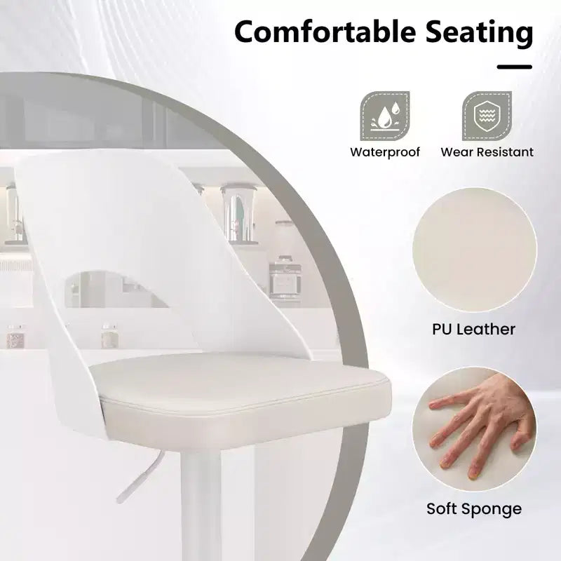 Tabourets de Bar Costway Lot de 4 avec Siège en Cuir PU Agrandie Repose-pieds Chaises de Bar Pivotantes