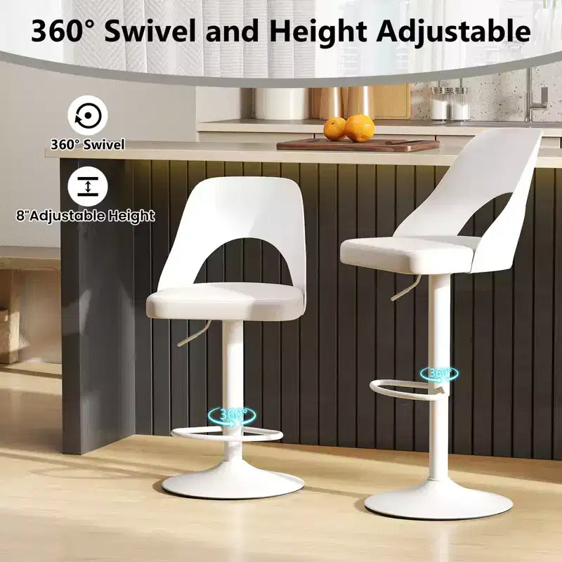 Tabourets de Bar Costway Lot de 4 avec Siège en Cuir PU Agrandie Repose-pieds Chaises de Bar Pivotantes