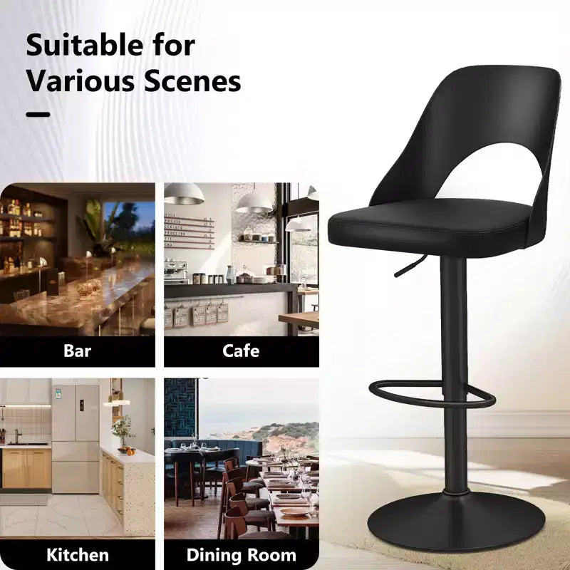 Tabourets de Bar Costway Lot de 4 avec Siège en Cuir PU Agrandie Repose-pieds Chaises de Bar Pivotantes