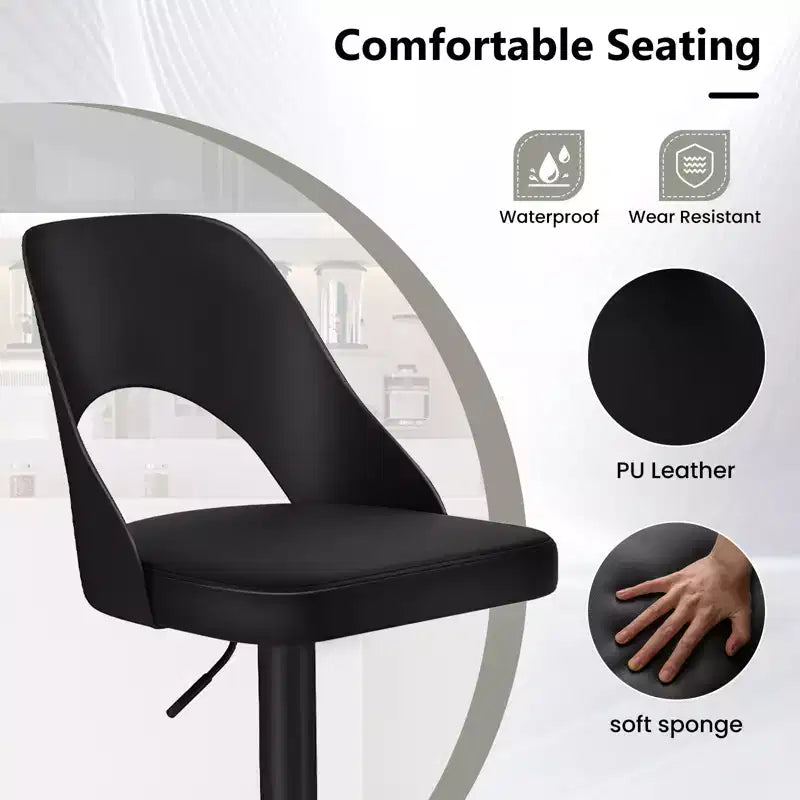 Tabourets de Bar Costway Lot de 4 avec Siège en Cuir PU Agrandie Repose-pieds Chaises de Bar Pivotantes