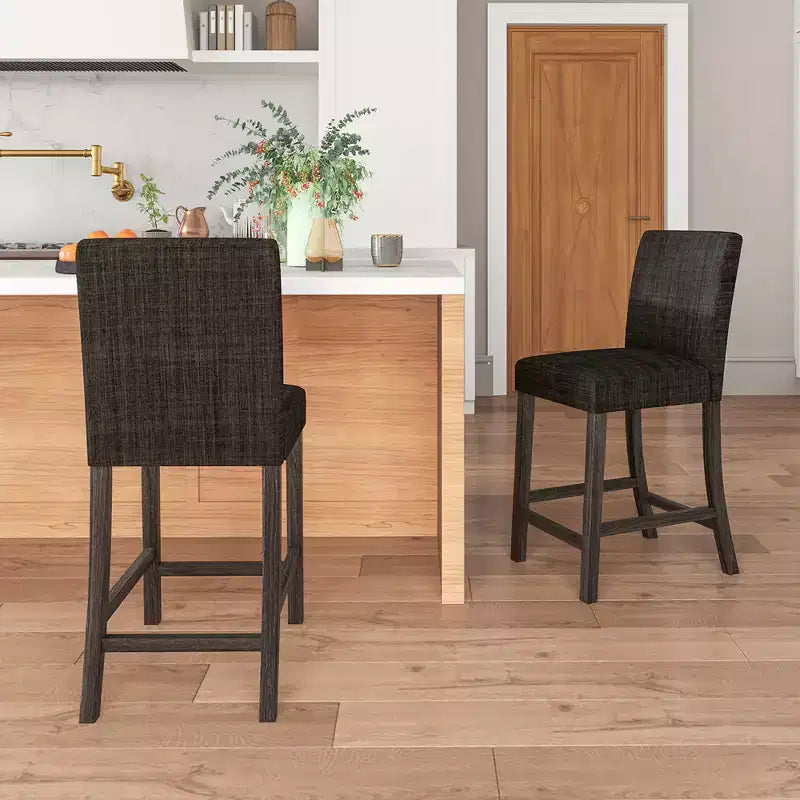 Costway Lot de 4 tabourets de bar hauteur comptoir 62,2 cm, chaises de cuisine modernes en tissu rembourré