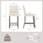 Costway Lot de 4 tabourets de bar hauteur comptoir 62,2 cm, chaises de cuisine modernes en tissu rembourré